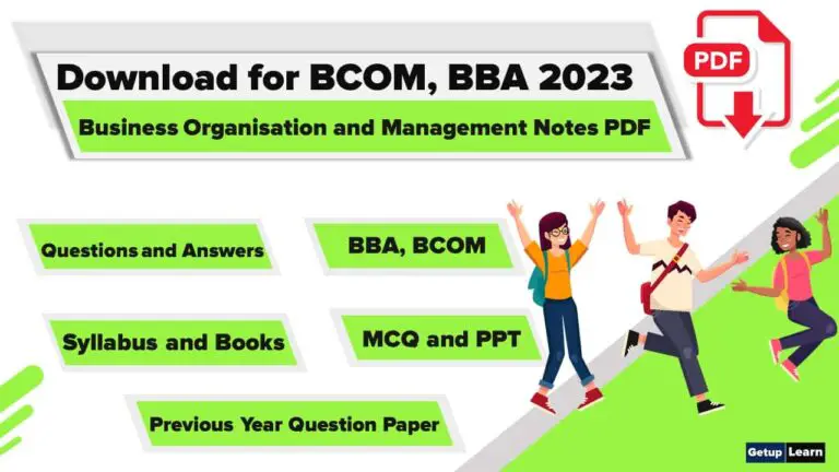 📚[2023] Business Organisation And Management Notes PDF | BCOM And BBA